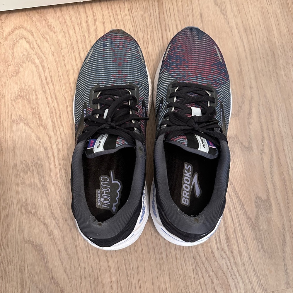 Brooks Striped Blue and Red Running Shoes